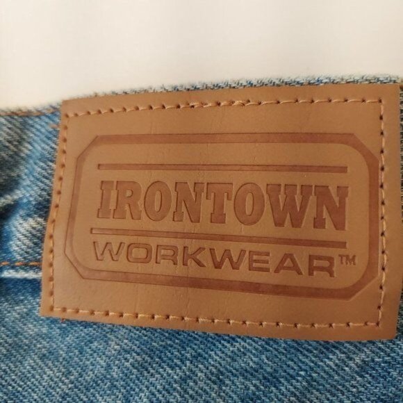 Irontown Workwear Mens 40x32 Blue Stonewashed Carpenter Utility Work Jeans Cotto - Picture 5 of 11